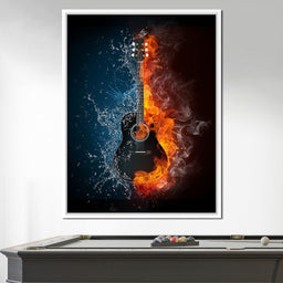 Fire & Water Guitar - NicheCanvas