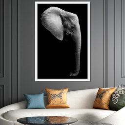 Black and White Elephant Head - NicheCanvas