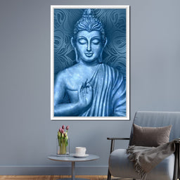Blue Meditating Buddha - NicheCanvas