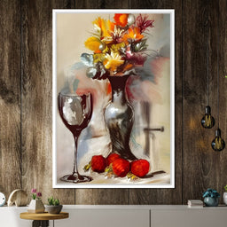 Abstract Wine & Flowers 02 - NicheCanvas