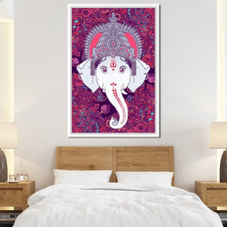 Hindu Lord Ganesha in Pink - NicheCanvas