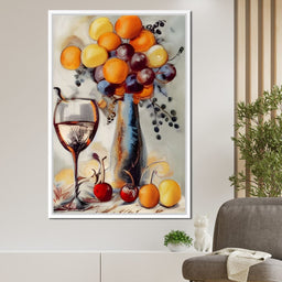 Abstract Wine & Flowers 03 - NicheCanvas