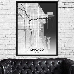 Map of Chicago, USA - NicheCanvas