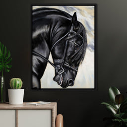 Black Friesian Horse - NicheCanvas