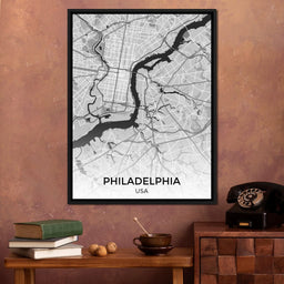 Map of Philadelphia, USA - NicheCanvas