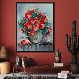 Vase with Poppies - NicheCanvas
