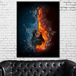 Fire & Water Guitar - NicheCanvas