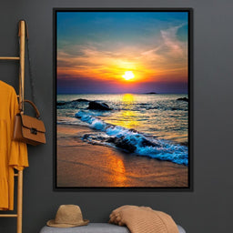 Black Sand Beach Sunset - NicheCanvas