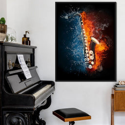 Fire & Water Saxophone - NicheCanvas