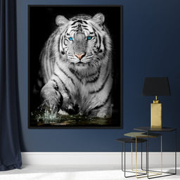 Blue Eyed Snow Tiger - NicheCanvas