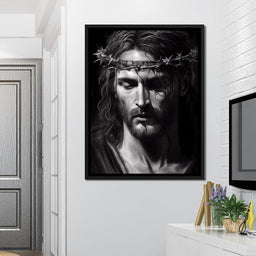 Black & White Jesus Portrait - Neal Hackett - NicheCanvas