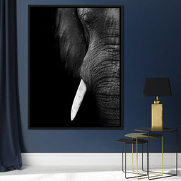 Black and White Elephant Close up - NicheCanvas