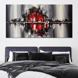 Red Black & Grey Skyline - NicheCanvas