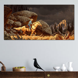 Cowboy In The Rockies - NicheCanvas