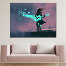 Girl Playing Guitar - NicheCanvas