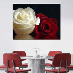 Red & White Roses Reflection - NicheCanvas