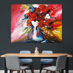 Red Flowers Bouquet - NicheCanvas