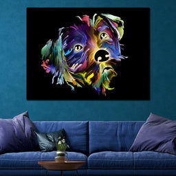 Coloful Dog on Black Background - NicheCanvas