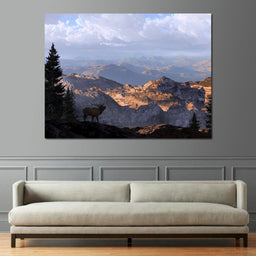 Elk by the Mountains - NicheCanvas