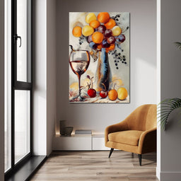 Abstract Wine & Flowers 03 - NicheCanvas