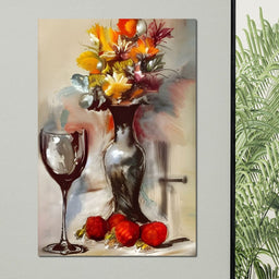 Abstract Wine & Flowers 02 - NicheCanvas