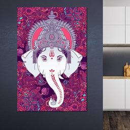 Hindu Lord Ganesha in Pink - NicheCanvas