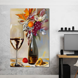 Abstract Wine & Flowers 05 - NicheCanvas