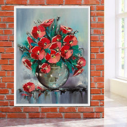 Vase with Poppies - NicheCanvas