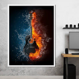 Fire & Water Guitar - NicheCanvas