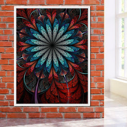  Red Shade Fractal Flower - NicheCanvas