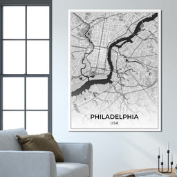 Map of Philadelphia, USA - NicheCanvas