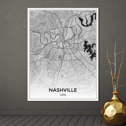 Map of Nashville, USA - NicheCanvas