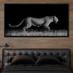 Black and White Jaguar Running - NicheCanvas