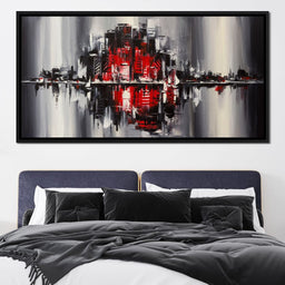 Red Black & Grey Skyline - NicheCanvas