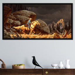Cowboy In The Rockies - NicheCanvas
