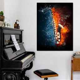 Fire & Water Saxophone - NicheCanvas