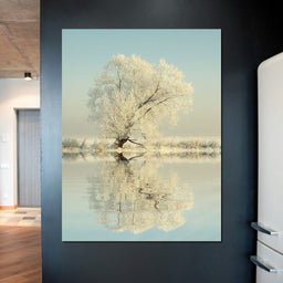 Winter Tree by the Lake - NicheCanvas