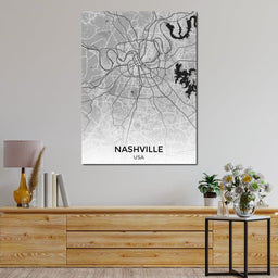 Map of Nashville, USA - NicheCanvas