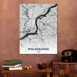 Map of Philadelphia, USA - NicheCanvas