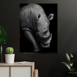 Black and White Rhino - NicheCanvas