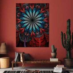  Red Shade Fractal Flower - NicheCanvas