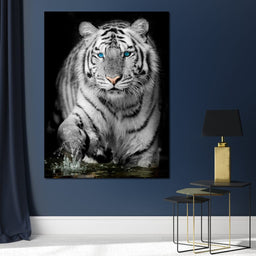 Blue Eyed Snow Tiger - NicheCanvas