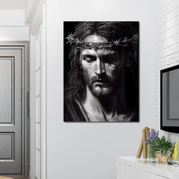 Black & White Jesus Portrait - Neal Hackett - NicheCanvas