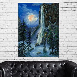 Moonlight Waterfall - Frank Kecskes - NicheCanvas