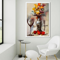Abstract Wine & Flowers 02 - NicheCanvas