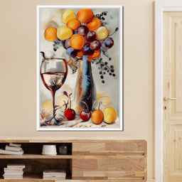 Abstract Wine & Flowers 03 - NicheCanvas