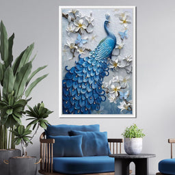 Blue Peacock Flower 1 panel - NicheCanvas