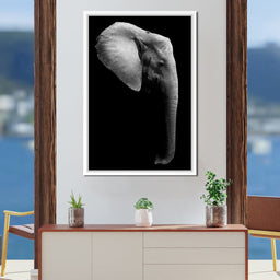Black and White Elephant Head - NicheCanvas