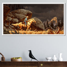 Cowboy In The Rockies - NicheCanvas