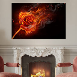 Rose on Fire - NicheCanvas